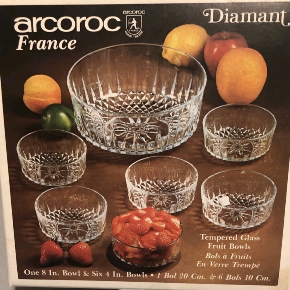 Vintage Arcoroc France Fruit Bowl Set No Box
